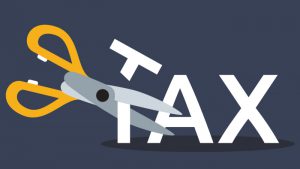 An illustration of a scissors cutting the word Tax beneath a title that reads Tax Deductions for Homeowners