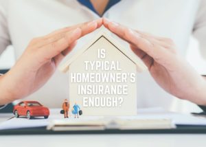 Homeowner's insurance image with model home and car