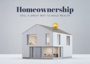 A large home glowing with light saying Homeownership Builds Wealth